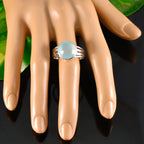 Blue Chalcedony Solitaire African 925 Silver Blue Gems Classic Romantic Ring Jewellery