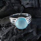 Blue Chalcedony Solitaire African 925 Silver Blue Gems Classic Romantic Ring Jewellery