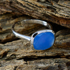 Blue Chalcedony Solitaire Moroccan 925 Silver Blue Gemstone Minimal Boho Ring Jewellery