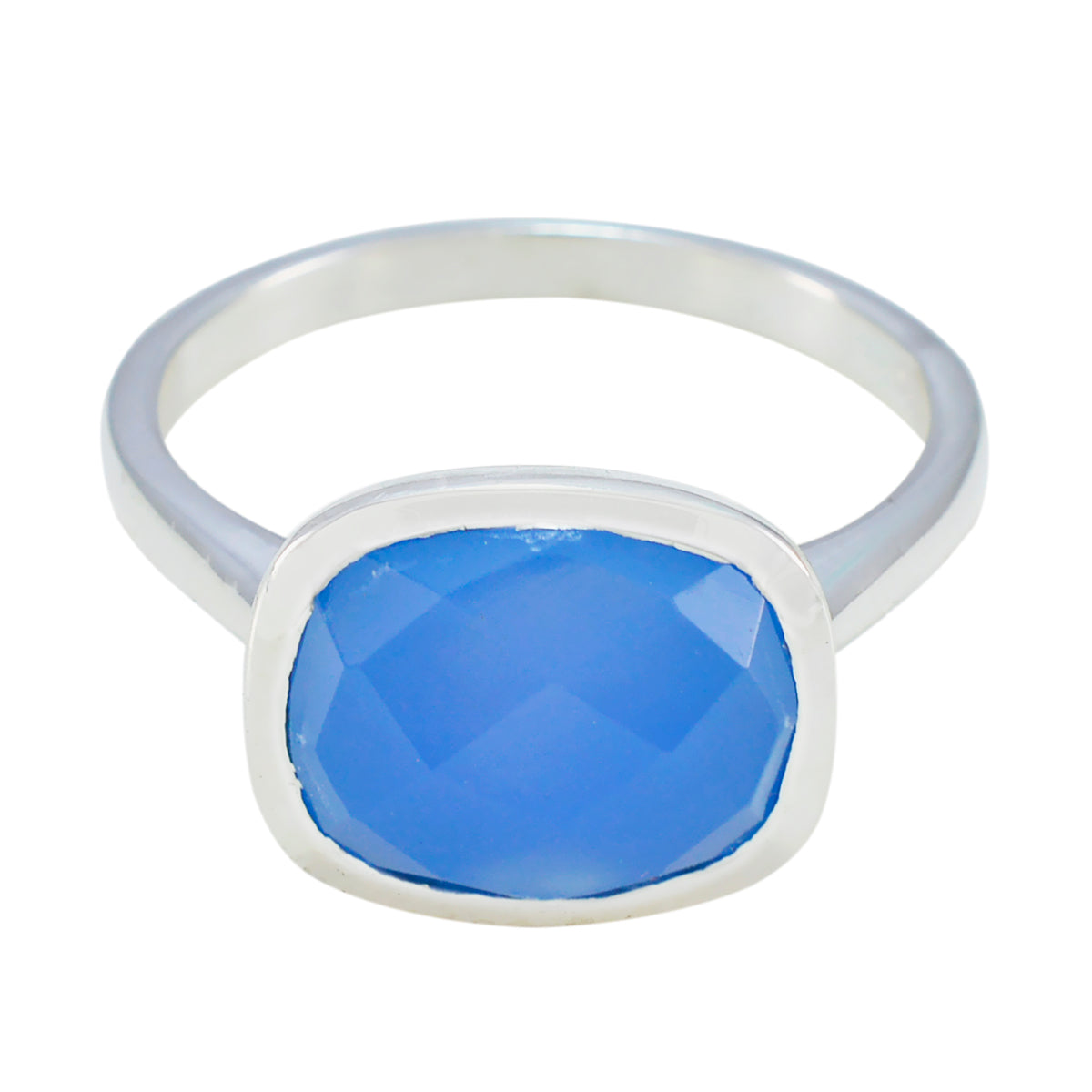 Blue Chalcedony Solitaire Moroccan 925 Silver Blue Gemstone Minimal Boho Ring Jewellery Главное изображение товара