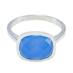 Blue Chalcedony Solitaire Moroccan 925 Silver Blue Gemstone Minimal Boho Ring Jewellery