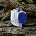 Blue Chalcedony Solitaire Russian Sterling Silver Blue Gemstones Versatile Armor Ring Jewellery