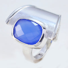 Blue Chalcedony Solitaire Russian Sterling Silver Blue Gemstones Versatile Armor Ring Jewellery