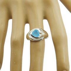 Blue Chalcedony Solitaire German 925 Sterling Silver Blue Gemstones Eye catching wedding Ring Jewellery