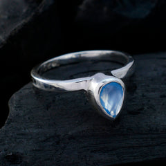 Blue Chalcedony Solitaire Japanese 925 Sterling Silver Blue Gems Dainty valentine Ring Jewellery