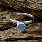 Blue Chalcedony Solitaire Japanese 925 Sterling Silver Blue Gems Dainty valentine Ring Jewellery