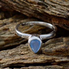 Blue Chalcedony Solitaire Japanese 925 Sterling Silver Blue Gems Dainty valentine Ring Jewellery