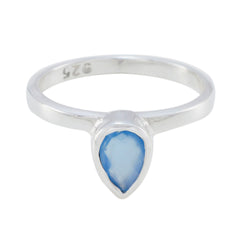 Blue Chalcedony Solitaire Japanese 925 Sterling Silver Blue Gems Dainty valentine Ring Jewellery