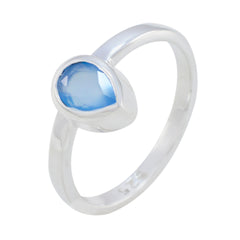 Blue Chalcedony Solitaire Japanese 925 Sterling Silver Blue Gems Dainty valentine Ring Jewellery