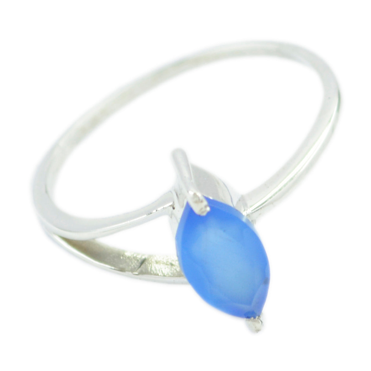 Blue Chalcedony Solitaire Japanese 925 Sterling Silver Blue Gemstones Elegant  Contemporary Ring Jewellery メイン画像