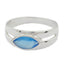 Blue Chalcedony Solitaire German 925 Silver Blue Gems Slim Trendy Ring Jewellery
