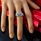 Blue Chalcedony Solitaire Egyptian Sterling Silver Blue Gems Tiny Art Deco Ring Jewelry