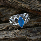 Blue Chalcedony Solitaire Egyptian Sterling Silver Blue Gems Tiny Art Deco Ring Jewelry