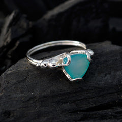 Blauer Chalcedon Solitär Marokkanischer 925 Silber Blauer Edelstein Zarter Seildraht Ring Schmuck