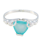 Blue Chalcedony Solitaire Moroccan 925 Silver Blue Gemstone Delicate Rope Wire Ring Jewelry