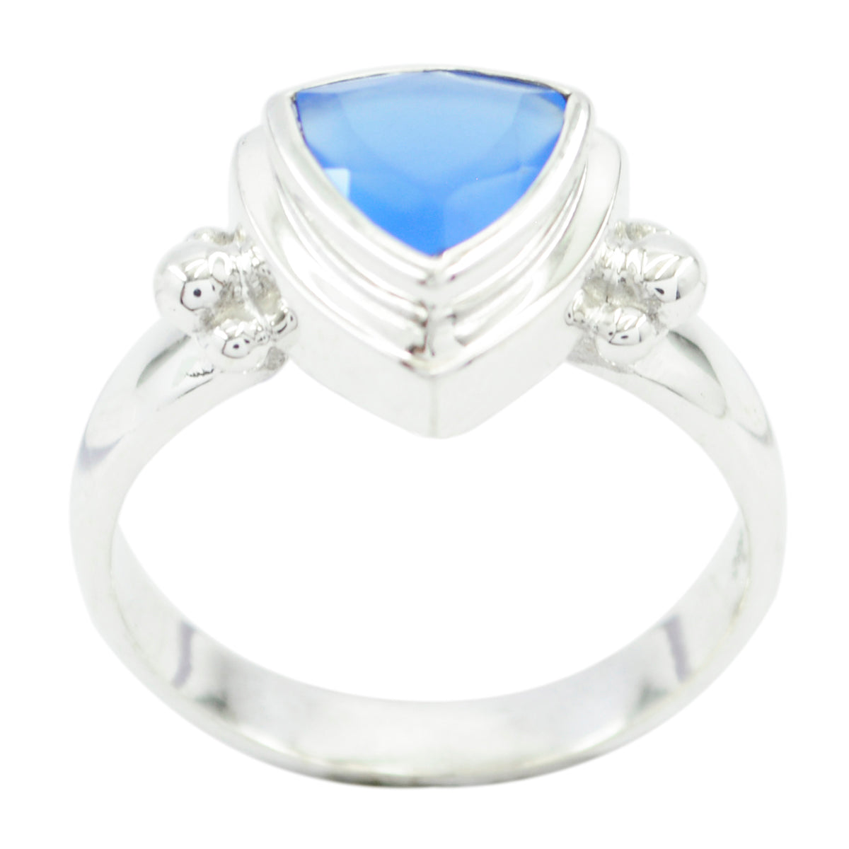 Blue Chalcedony Solitaire Mexican 925 Sterling Silver Blue Gems Slim Ethnic Ring Jewellery