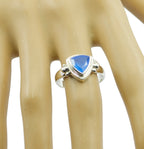 Blue Chalcedony Solitaire Mexican 925 Sterling Silver Blue Gems Slim Ethnic Ring Jewellery