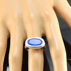 Blue Chalcedony Solitaire German Sterling Silver Blue Gemstones Mid weight Feminine Ring Jewellery