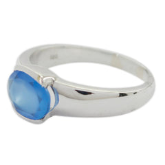 Blue Chalcedony Solitaire African Sterling Silver Blue Gemstones Mid weight Sophisticated Ring Jewelry