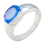 Blue Chalcedony Solitaire African Sterling Silver Blue Gemstones Mid weight Sophisticated Ring Jewelry