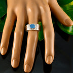 Blue Chalcedony Solitaire African 925 Silver Blue Gems Eye catching Promise Ring Jewellery