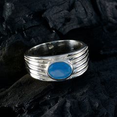 Blue Chalcedony Solitaire African 925 Silver Blue Gems Eye catching Promise Ring Jewellery