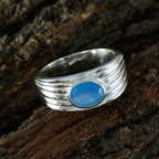 Blue Chalcedony Solitaire African 925 Silver Blue Gems Eye catching Promise Ring Jewellery