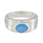 Blue Chalcedony Solitaire African 925 Silver Blue Gems Eye catching Promise Ring Jewellery