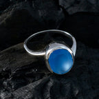 Blue Chalcedony Solitaire Korean Sterling Silver Blue Gemstones Whisper thin Contemporary Ring Jewellery