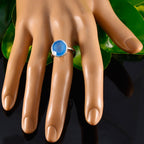 Blue Chalcedony Solitaire Indian Silver Blue Gemstones Minimal Traditional Ring Jewellery
