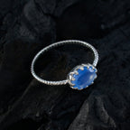 Blue Chalcedony Solitaire Turkish Sterling Silver Blue Gemstone Elegant  Twist Ring Jewellery