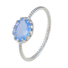 Blue Chalcedony Solitaire Turkish Sterling Silver Blue Gemstone Elegant  Twist Ring Jewellery