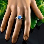 Blue Chalcedony Solitaire German 925 Sterling Silver Blue Gems Tiny Traditional Ring Jewelry