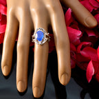 Blue Chalcedony Solitaire Indian 925 Silver Blue Gemstones Tiny Boho Ring Jewelry