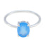 Blue Chalcedony Solitaire Korean 92.5 Silver Blue Gemstones Elegant  Feminine Ring Jewelry