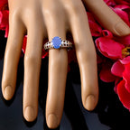 Blue Chalcedony Solitaire Turkish 92.5 Silver Blue Gemstone Whisper thin Contemporary Ring Jewellery