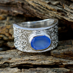 Blue Chalcedony Solitaire Russian 92.5 Silver Blue Gemstone Essential  Art Deco Ring Jewelry