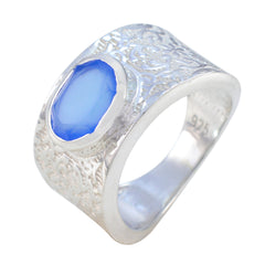 Blue Chalcedony Solitaire Russian 92.5 Silver Blue Gemstone Essential  Art Deco Ring Jewelry