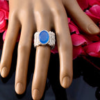 Blue Chalcedony Solitaire African 925 Sterling Silver Blue Gemstones Edgy Armor Band Jewelry