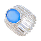 Blue Chalcedony Solitaire African 925 Sterling Silver Blue Gemstones Edgy Armor Band Jewelry
