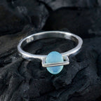 Blue Chalcedony Solitaire Japanese 925 Silver Blue Gemstone Delicate Graceful Ring Jewellery