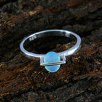 Blue Chalcedony Solitaire Japanese 925 Silver Blue Gemstone Delicate Graceful Ring Jewellery