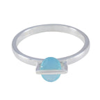 Blue Chalcedony Solitaire Japanese 925 Silver Blue Gemstone Delicate Graceful Ring Jewellery