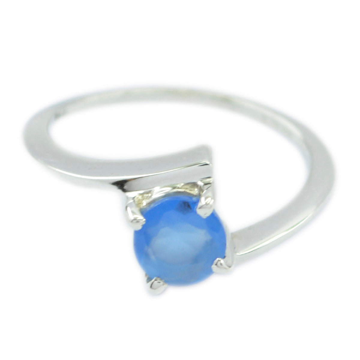 Blue Chalcedony Solitaire American 92.5 Silver Blue Gemstones Dainty Romantic Ring Jewellery Immagine principale del prodotto