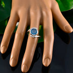 Blue Chalcedony Solitaire Egyptian Silver Blue Gems Eye catching Contemporary Ring Jewelry