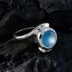 Blue Chalcedony Solitaire Egyptian Silver Blue Gems Eye catching Contemporary Ring Jewelry