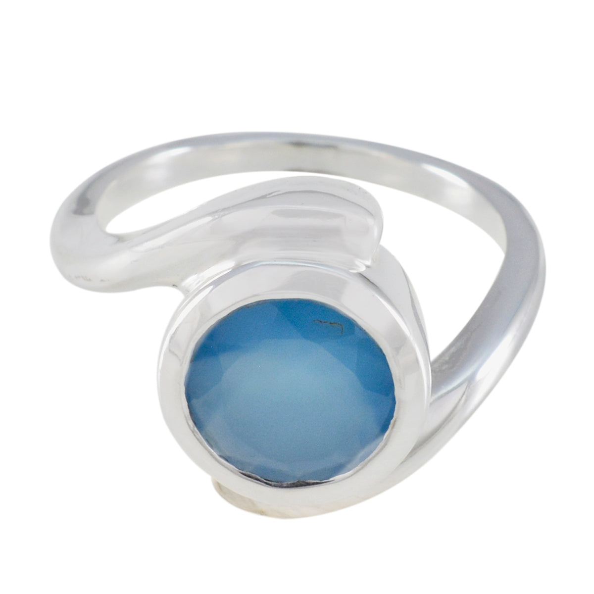 Blue Chalcedony Solitaire Egyptian Silver Blue Gems Eye catching Contemporary Ring Jewelry Huvudsaklig produktbild