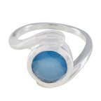 Blue Chalcedony Solitaire Egyptian Silver Blue Gems Eye catching Contemporary Ring Jewelry