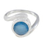 Blue Chalcedony Solitaire Egyptian Silver Blue Gems Eye catching Contemporary Ring Jewelry