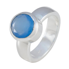 Blue Chalcedony Solitaire Moroccan Sterling Silver Blue Gems Eye catching Fairytale Ring Jewelry